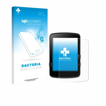 Face avant d’un emballage produit avec le logo de la marque upscreen. À côté, l’appareil Bryton Rider 17 est représenté avec l