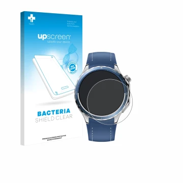 Face avant d’un emballage produit avec le logo de la marque upscreen. À côté, l’appareil Oppo Watch X2 est représenté avec la 