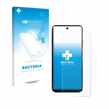 Face avant d’un emballage produit avec le logo de la marque upscreen. À côté, l’appareil Motorola Moto G34 5G est représenté a