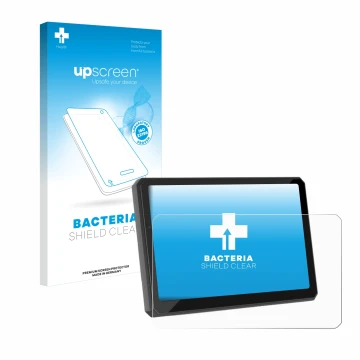 Face avant d’un emballage produit avec le logo de la marque upscreen. À côté, l’appareil Carpuride W712D 7
