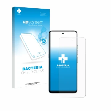 Face avant d’un emballage produit avec le logo de la marque upscreen. À côté, l’appareil Umidigi Note 100 est représenté avec 