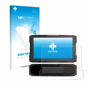 Face avant d’un emballage produit avec le logo de la marque upscreen. À côté, l’appareil Honda NT 1100 2021 est représenté ave