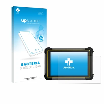 Face avant d’un emballage produit avec le logo de la marque upscreen. À côté, l’appareil Leica iCON CC170 est représenté avec 