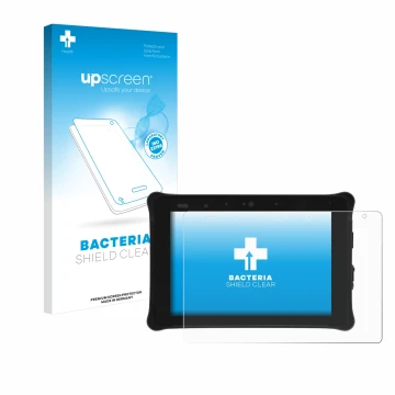 Face avant d’un emballage produit avec le logo de la marque upscreen. À côté, l’appareil Leica iCON CC180 est représenté avec 