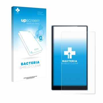 Face avant d’un emballage produit avec le logo de la marque upscreen. À côté, l’appareil FiiO JM21 est représenté avec la prot