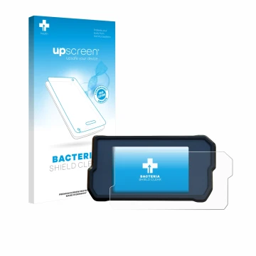 Face avant d’un emballage produit avec le logo de la marque upscreen. À côté, l’appareil KTM RC125 / RC390 2022+ est représent