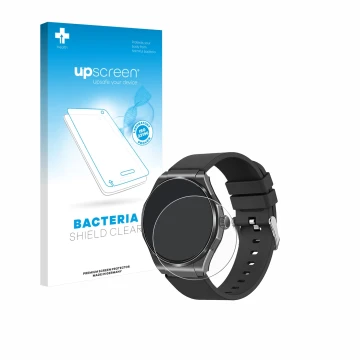 Face avant d’un emballage produit avec le logo de la marque upscreen. À côté, l’appareil Knauermann Pro 3 2024 (rond) est repr