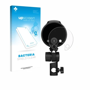 Face avant d’un emballage produit avec le logo de la marque upscreen. À côté, l’appareil Profoto A2 est représenté avec la pro