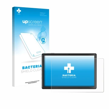 Face avant d’un emballage produit avec le logo de la marque upscreen. À côté, l’appareil SGIN T10 Pro 10.1