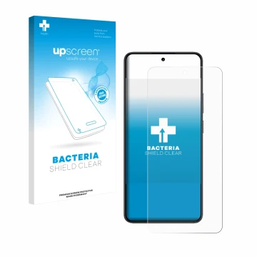 Face avant d’un emballage produit avec le logo de la marque upscreen. À côté, l’appareil realme 14T est représenté avec la pro