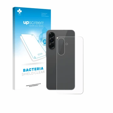 Face avant d’un emballage produit avec le logo de la marque upscreen. À côté, l’appareil Samsung Galaxy A56 5G Enterprise Edit