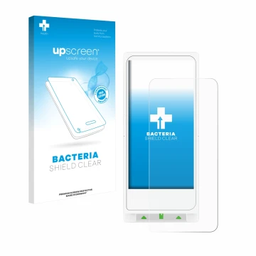 Face avant d’un emballage produit avec le logo de la marque upscreen. À côté, l’appareil Clover Flex est représenté avec la pr
