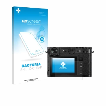 Face avant d’un emballage produit avec le logo de la marque upscreen. À côté, l’appareil Fujifilm GFX 100RF est représenté ave