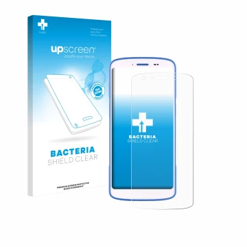 Face avant d’un emballage produit avec le logo de la marque upscreen. À côté, l’appareil Zebra HC 25 est représenté avec la pr