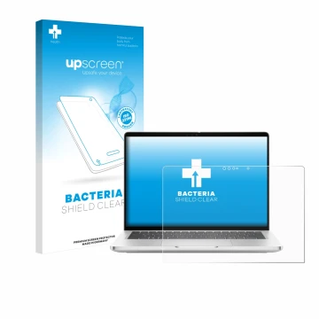 Face avant d’un emballage produit avec le logo de la marque upscreen. À côté, l’appareil Dell Pro 13 Plus 2-in-1 est représent