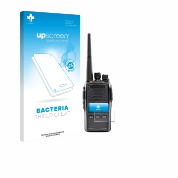 Face avant d’un emballage produit avec le logo de la marque upscreen. À côté, l’appareil Midland G18 Pro PMR est représenté av