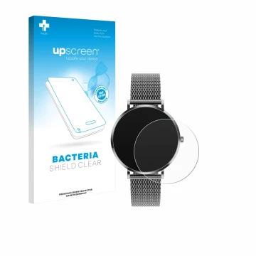 Face avant d’un emballage produit avec le logo de la marque upscreen. À côté, l’appareil Pireware Amory 5 est représenté avec 