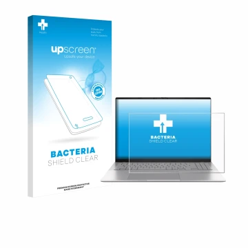 Face avant d’un emballage produit avec le logo de la marque upscreen. À côté, l’appareil ASUS Vivobook S16 S3607 est représent