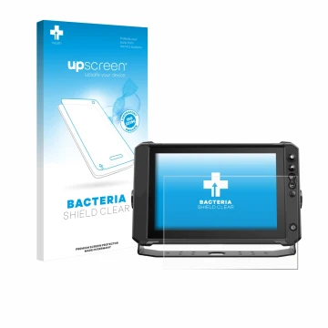 Face avant d’un emballage produit avec le logo de la marque upscreen. À côté, l’appareil Lowrance Elite FS 10 est représenté a