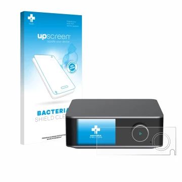 Face avant d’un emballage produit avec le logo de la marque upscreen. À côté, l’appareil WiiM Ultra est représenté avec la pro