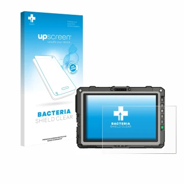 Face avant d’un emballage produit avec le logo de la marque upscreen. À côté, l’appareil Getac UX10 G3 est représenté avec la 