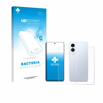 Face avant d’un emballage produit avec le logo de la marque upscreen. À côté, l’appareil Samsung Galaxy S25 Edge (Avant+Arrièr
