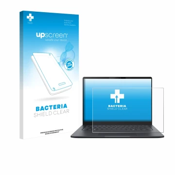 Face avant d’un emballage produit avec le logo de la marque upscreen. À côté, l’appareil ASUS ExpertBook B3 B3405 est représen