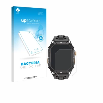 Face avant d’un emballage produit avec le logo de la marque upscreen. À côté, l’appareil Oukitel BT80 est représenté avec la p