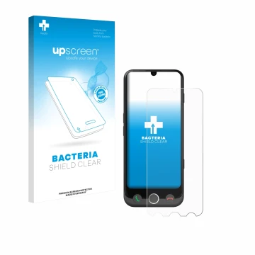 Face avant d’un emballage produit avec le logo de la marque upscreen. À côté, l’appareil Doro Aurora A30 est représenté avec l