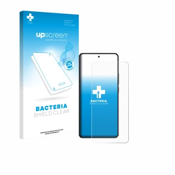 Face avant d’un emballage produit avec le logo de la marque upscreen. À côté, l’appareil realme GT 7 est représenté avec la pr