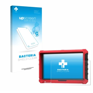 Face avant d’un emballage produit avec le logo de la marque upscreen. À côté, l’appareil Lilliput A7s 7