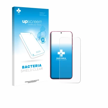 Face avant d’un emballage produit avec le logo de la marque upscreen. À côté, l’appareil Huawei Pura 80 est représenté avec la