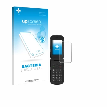 Face avant d’un emballage produit avec le logo de la marque upscreen. À côté, l’appareil AGM M10 est représenté avec la protec