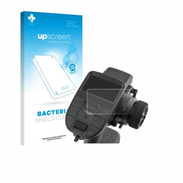 Face avant d’un emballage produit avec le logo de la marque upscreen. À côté, l’appareil Radiomaster MT12 est représenté avec 