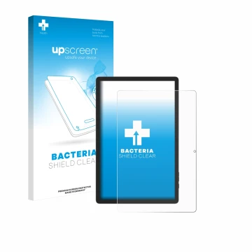 Face avant d’un emballage produit avec le logo de la marque upscreen. À côté, l’appareil Doogee Tab E3 Pro 13 est représenté a