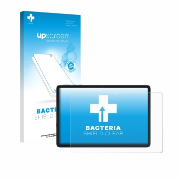 Face avant d’un emballage produit avec le logo de la marque upscreen. À côté, l’appareil Tabwee T20 10.1