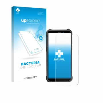 Face avant d’un emballage produit avec le logo de la marque upscreen. À côté, l’appareil Oukitel WP32 Pro est représenté avec 