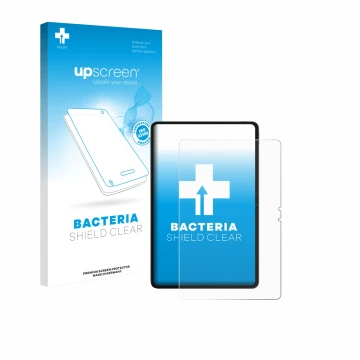 Face avant d’un emballage produit avec le logo de la marque upscreen. À côté, l’appareil Blackview MEGA 3 est représenté avec 