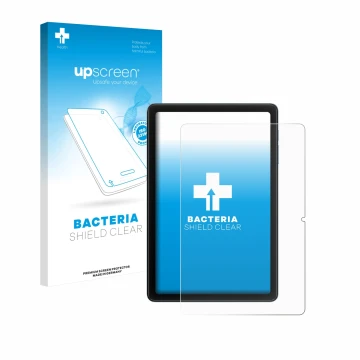 Face avant d’un emballage produit avec le logo de la marque upscreen. À côté, l’appareil Blackview Tab 20 WiFi est représenté 