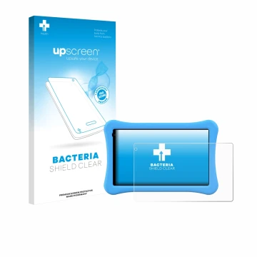 Face avant d’un emballage produit avec le logo de la marque upscreen. À côté, l’appareil Awow funtab 1001 10.1