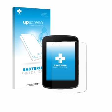 Face avant d’un emballage produit avec le logo de la marque upscreen. À côté, l’appareil Bryton Rider 650 est représenté avec 