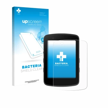 Face avant d’un emballage produit avec le logo de la marque upscreen. À côté, l’appareil Bryton Rider 550 est représenté avec 