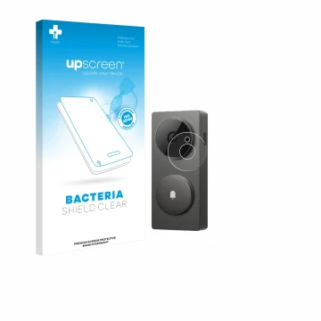 Face avant d’un emballage produit avec le logo de la marque upscreen. À côté, l’appareil Aqara Hub G410 est représenté avec la