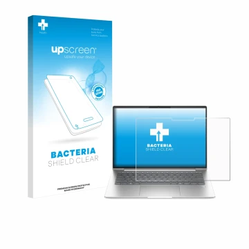 Face avant d’un emballage produit avec le logo de la marque upscreen. À côté, l’appareil HP ProBook 4 G1i 14 est représenté av