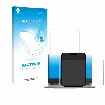 Face avant d’un emballage produit avec le logo de la marque upscreen. À côté, l’appareil Dell Latitude 5421 est représenté ave