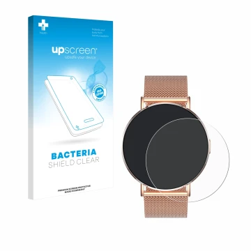 Face avant d’un emballage produit avec le logo de la marque upscreen. À côté, l’appareil Levowatch Eve 1.3