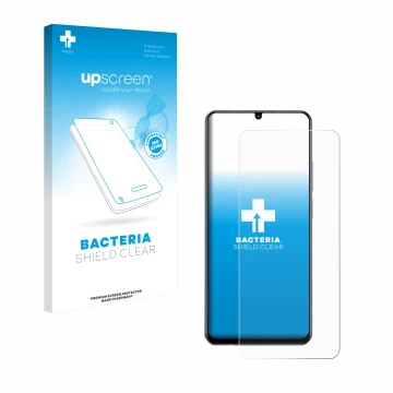 Face avant d’un emballage produit avec le logo de la marque upscreen. À côté, l’appareil realme Note 70T est représenté avec l