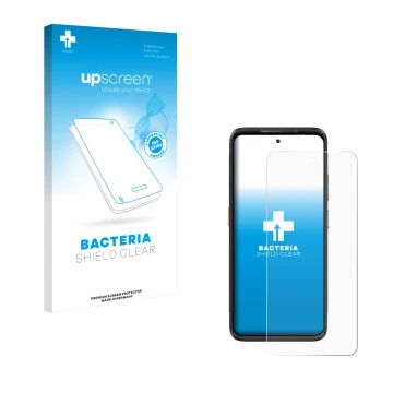 Face avant d’un emballage produit avec le logo de la marque upscreen. À côté, l’appareil Ulefone Armor 23 Ultra est représenté