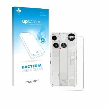 Face avant d’un emballage produit avec le logo de la marque upscreen. À côté, l’appareil Nothing Phone (3) (Arrière) est repré