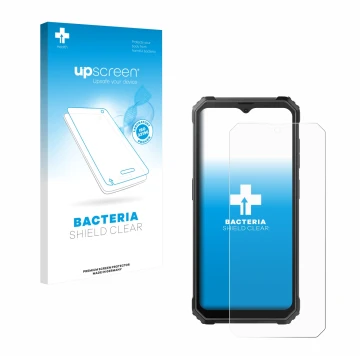 Face avant d’un emballage produit avec le logo de la marque upscreen. À côté, l’appareil Blackview BV4800 est représenté avec 